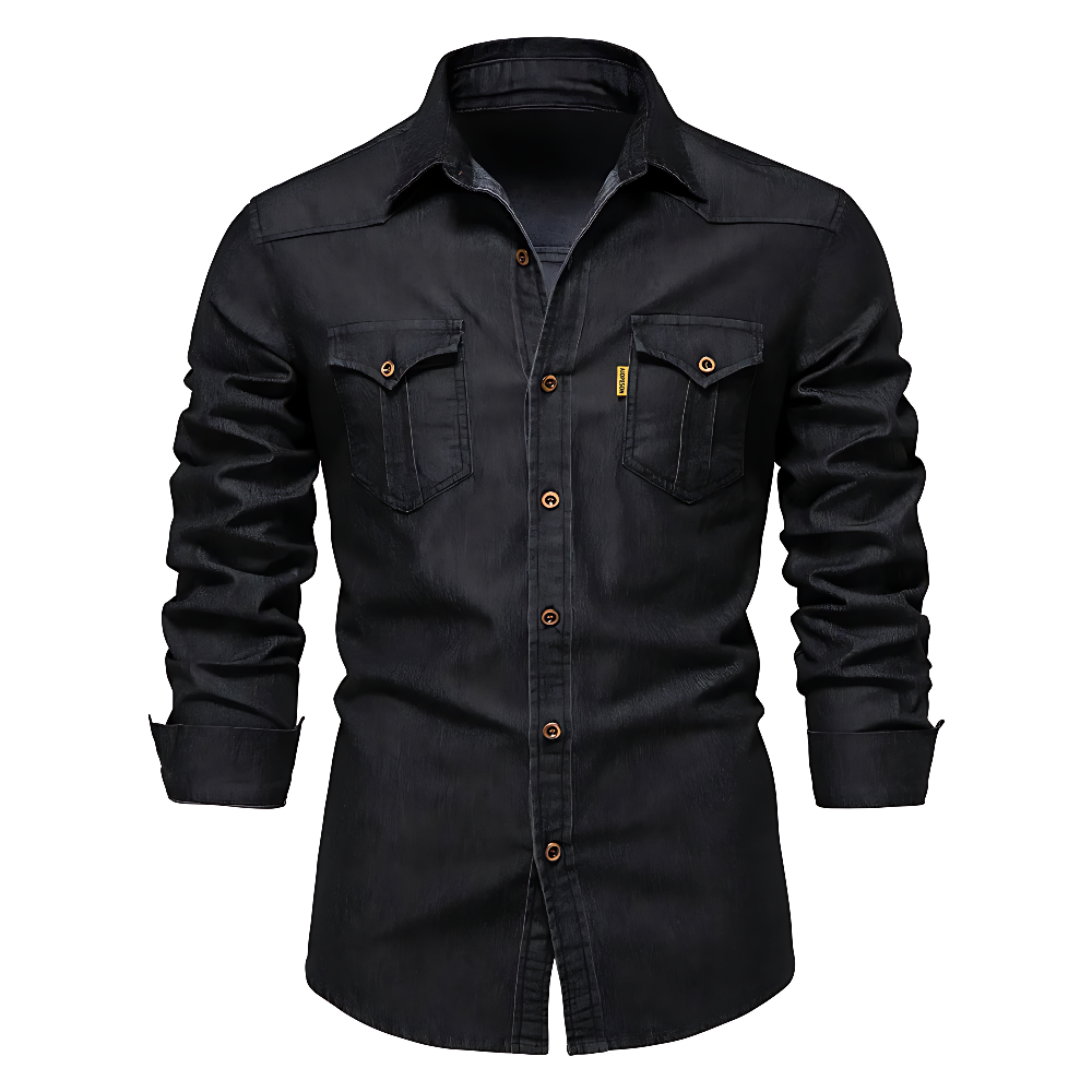 Front view of a versatile Men's AdaptiveFit casual shirt, perfect for men's fashion & comfort.