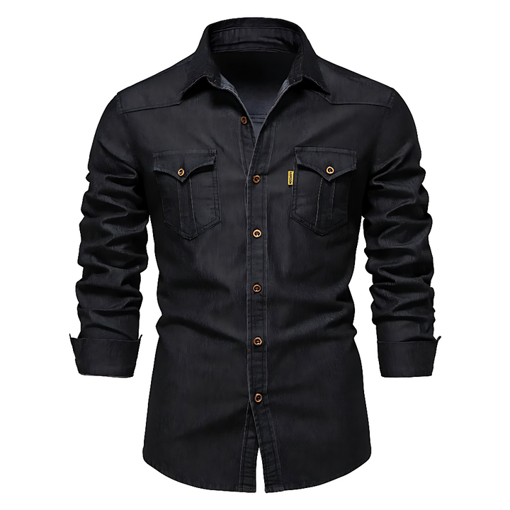 Front view of a versatile Men's AdaptiveFit casual shirt, perfect for men's fashion & comfort.