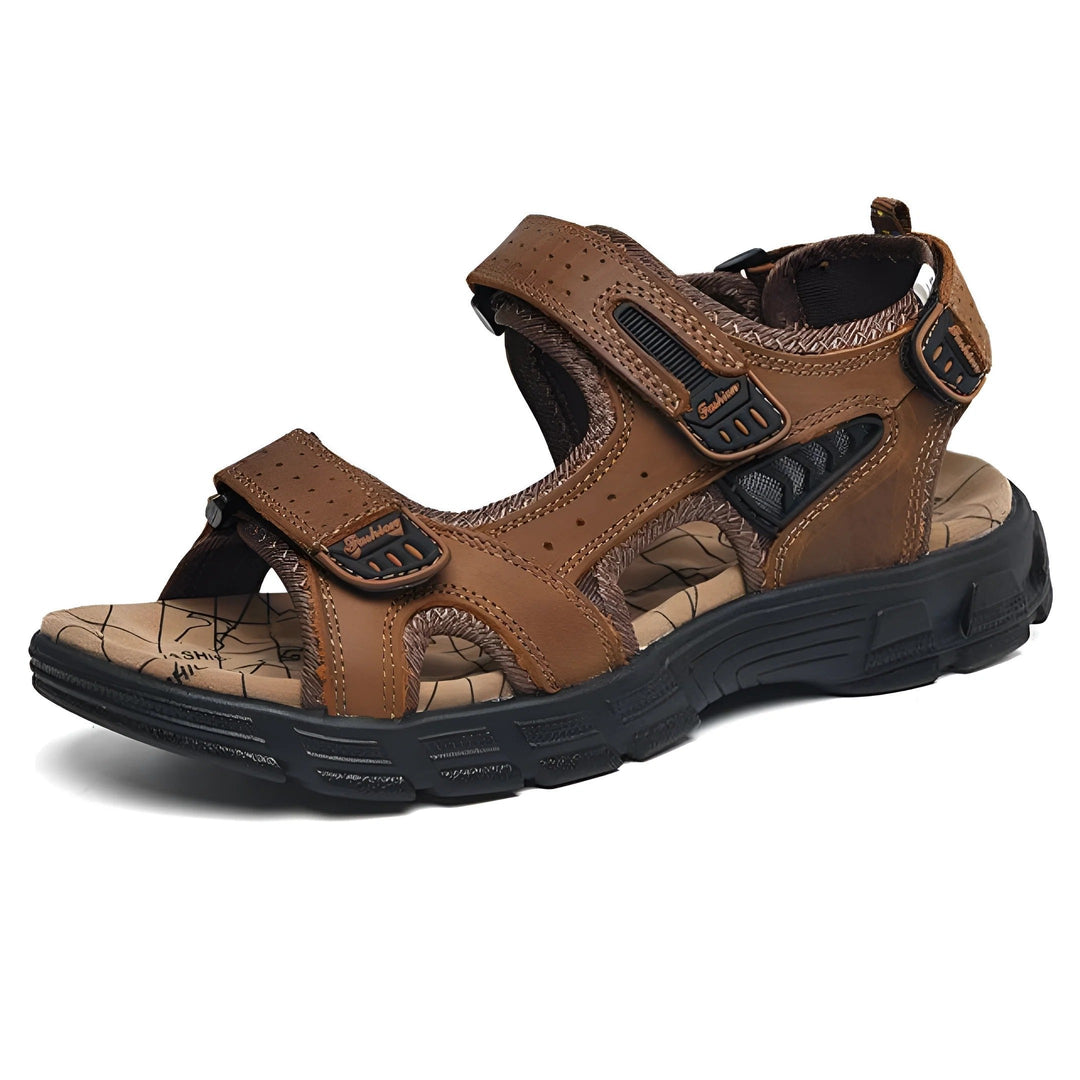 Comfortable men's walking sandals, adjustable for summer outdoor activities, featuring durable design & contrast stitching.