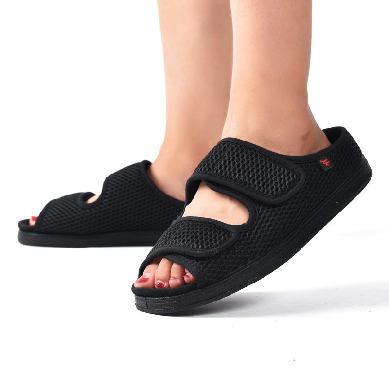Men's adjustable wide fit slip-on shoes with breathable mesh for comfort, perfect for daily wear.