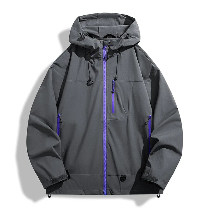 Lightweight men's hiking jacket, water-resistant & windproof for all outdoor adventures & travel.