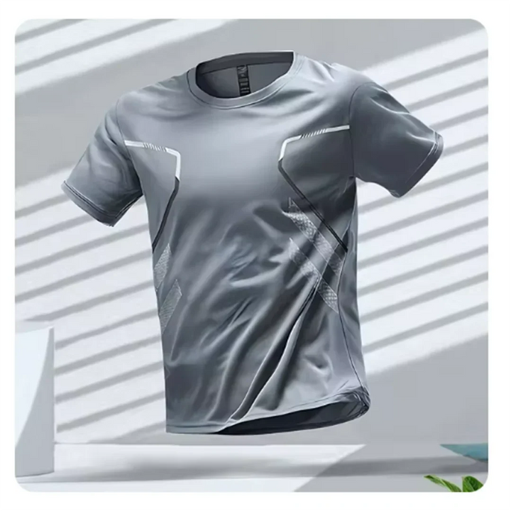 Moisture-wicking men's workout t-shirt, perfect for intense gym and outdoor activities.