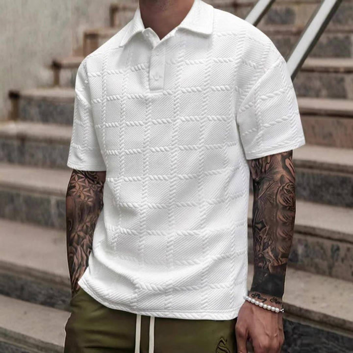 Men's Belmont tailored polo shirt, breathable for summer. Classic short sleeve style, perfect for smart casual.
