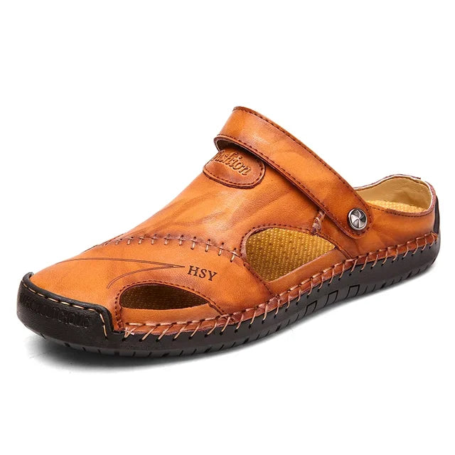 Versatile men's slip-on closed-toe sandals, cushioned for comfort, ideal for casual daily activities.