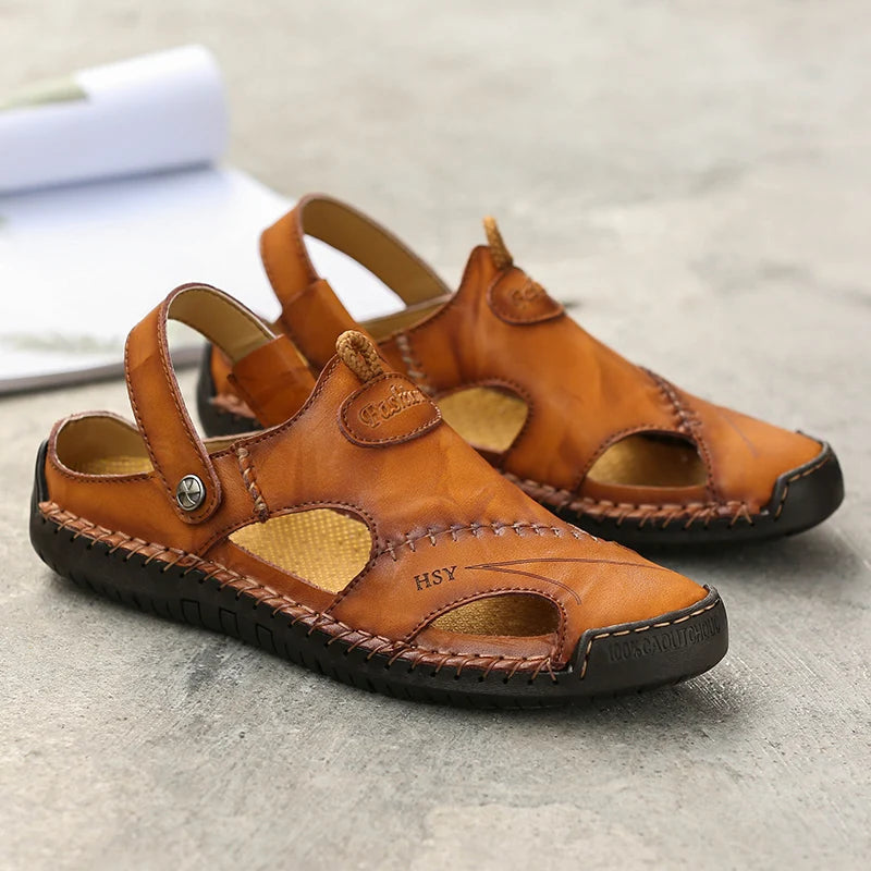 Breathable men's cushioned closed-toe sandals, easy slip-on style, perfect comfortable footwear.