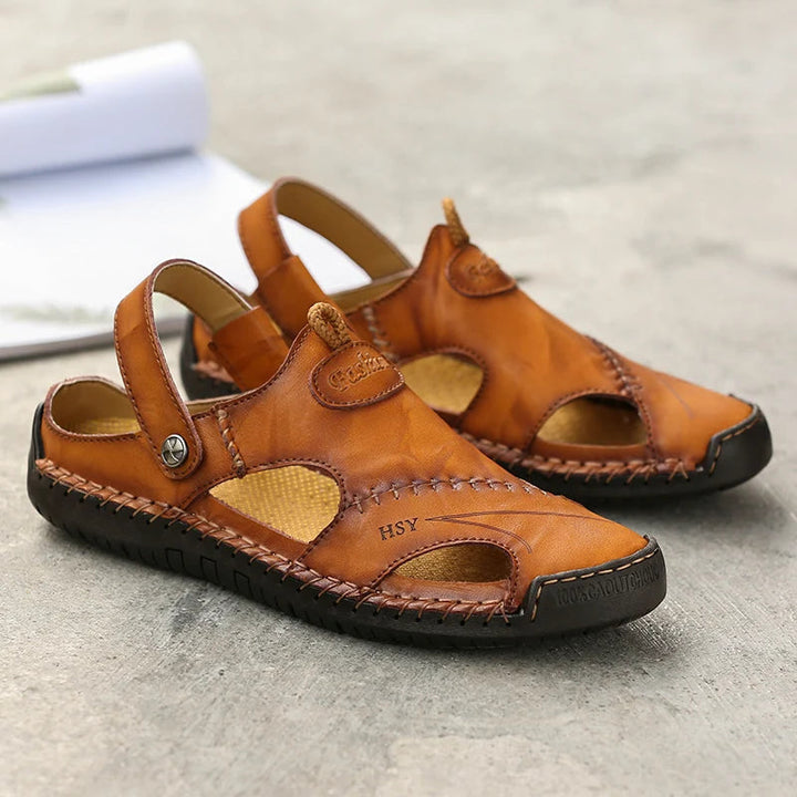 Breathable men's cushioned closed-toe sandals, easy slip-on style, perfect comfortable footwear.