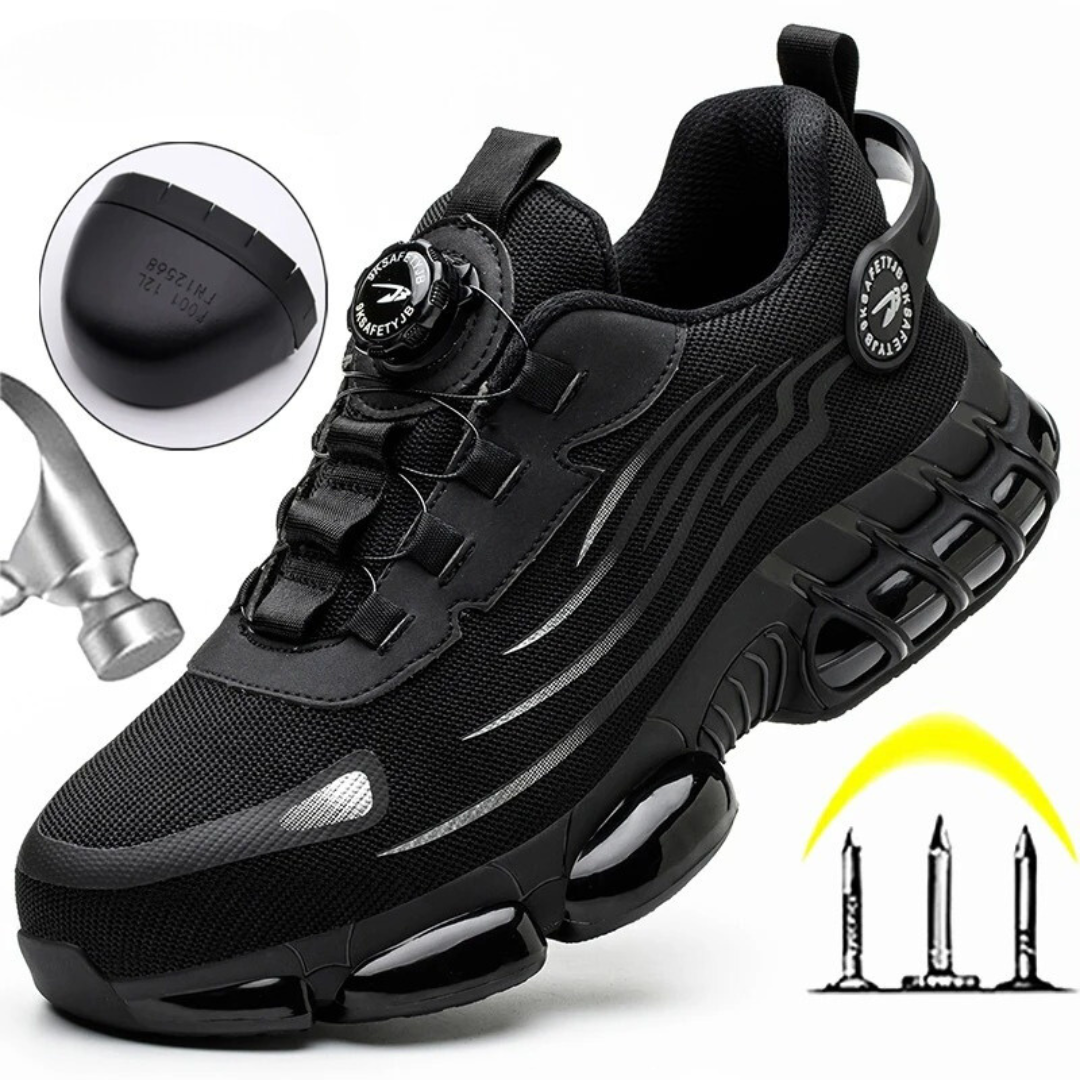 Versatile men's slip-resistant athletic work sneakers, providing non-slip safety and comfort with dial lace.