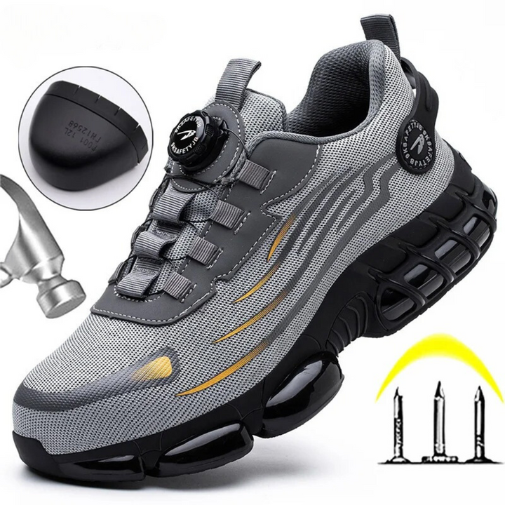 Men's functional dial lace work sneakers, offering superior slip resistance and comfort for demanding jobs.