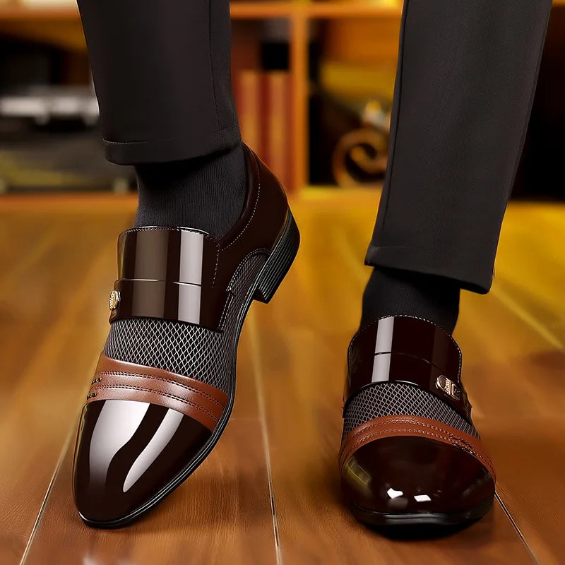 Side profile of men's burgundy leather loafers, showcasing Italian craftsmanship