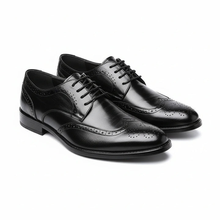 Classic men's leather brogue oxford shoes, orthopedic comfort footwear with arch support for stylish business wear.