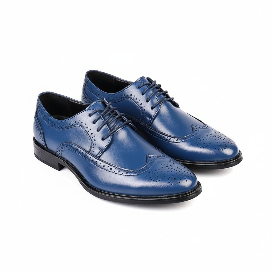 Comfortable men's orthopedic brogue oxford dress shoes, ideal for formal or business casual wear, offering foot support.