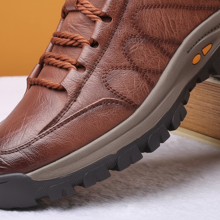Stylish men's leather lace-up dress shoes with orthopedic comfort, perfect for formal or smart casual wear.