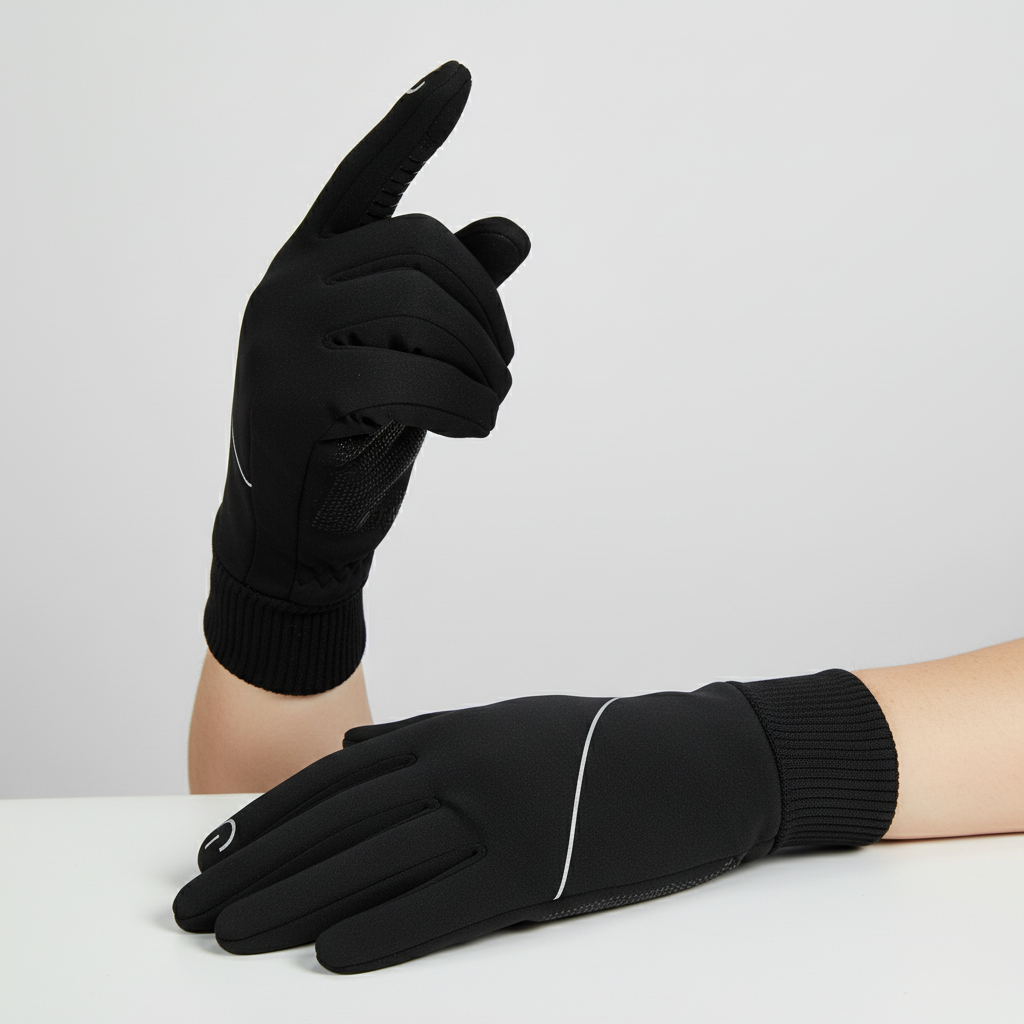 Thermal, windproof men's winter gloves with touchscreen capability, ideal for activewear.