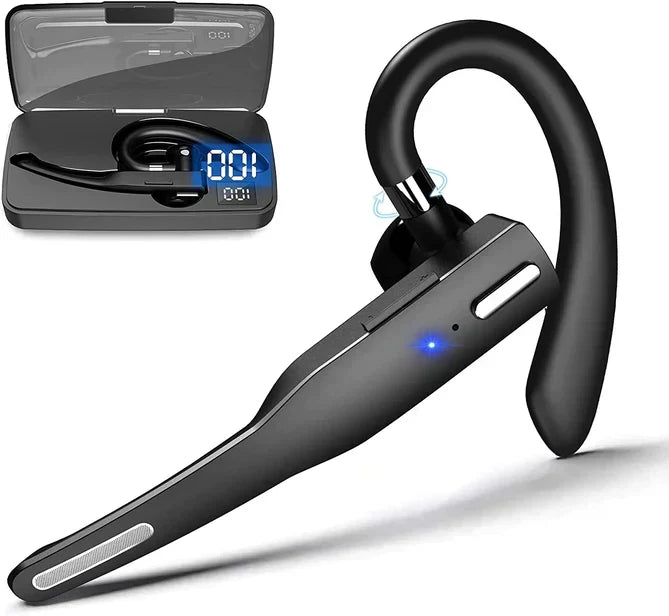 Ergonomic men's wireless headset, Bluetooth 5.1, offering comfort & noise cancellation for long calls.