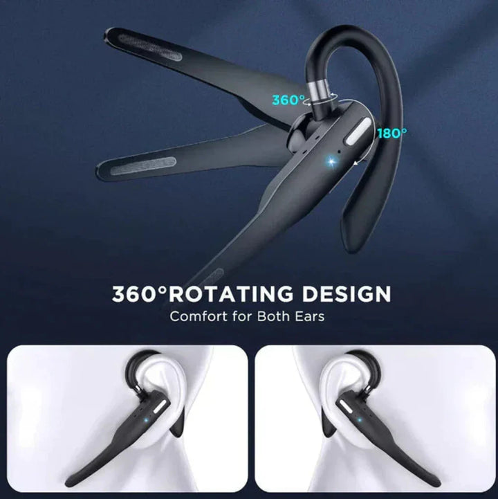 Modern men's Bluetooth 5.1 headset, noise-cancelling, designed for comfort and professional use.