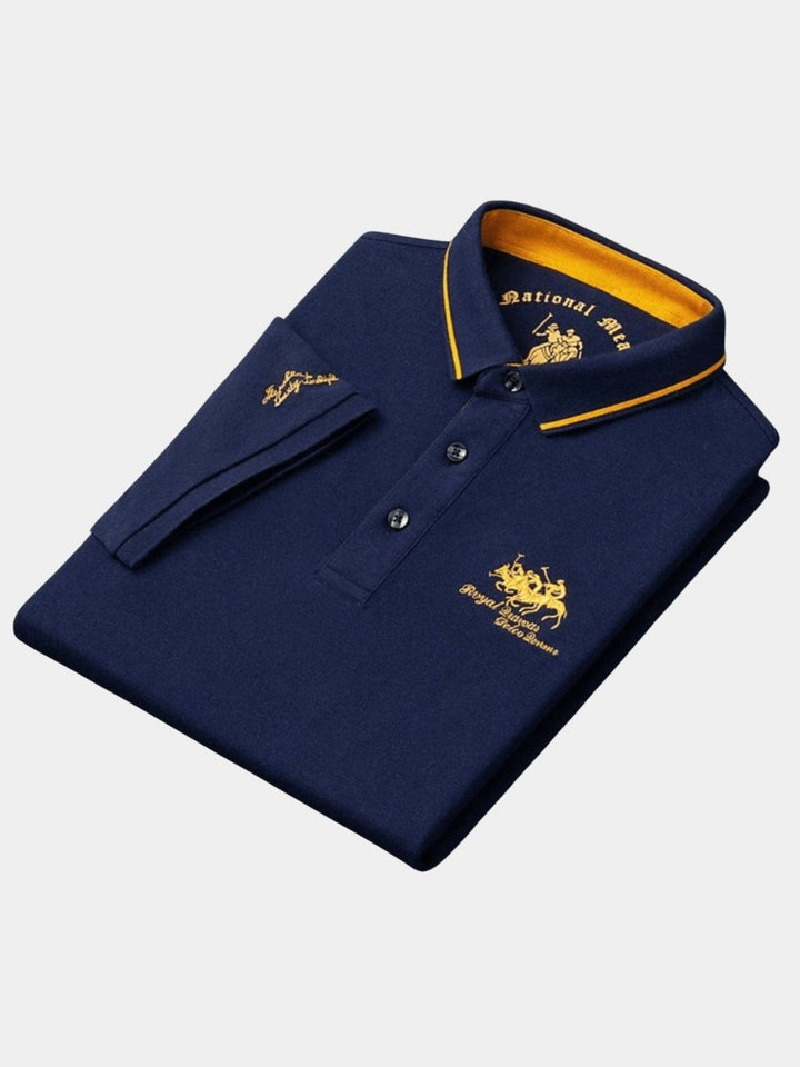 Men's breathable embroidered polo shirt. Short sleeve comfort top for casual or smart casual wear.