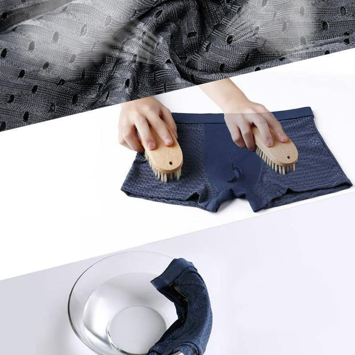 Packet of men's ice silk briefs, emphasizing the breathable fabric and cooling properties for daily wear.