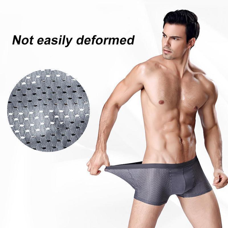 Collection of men's breathable ice silk underwear in various colors, offering superior comfort.