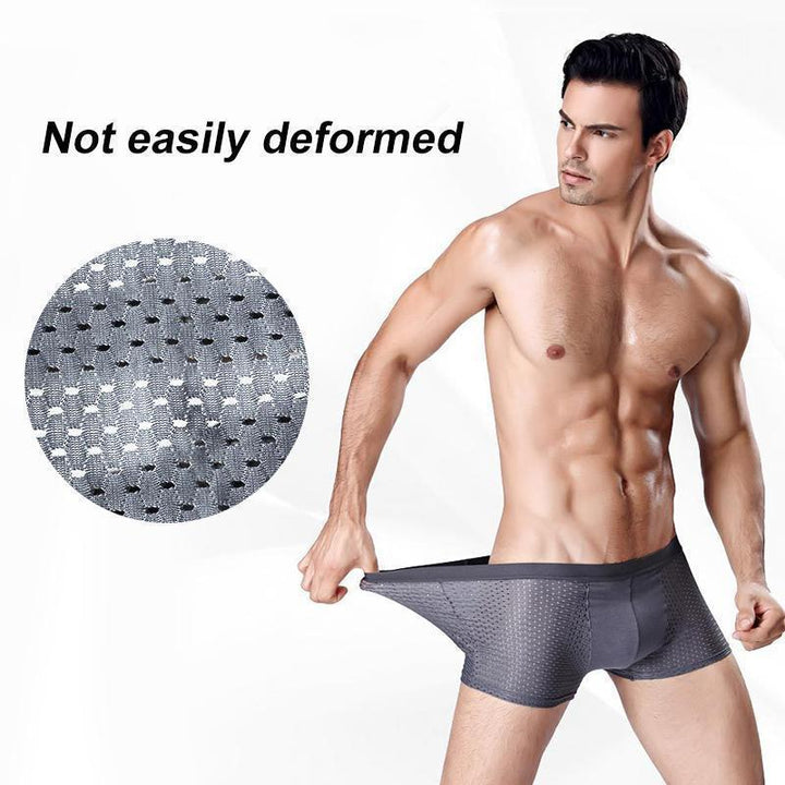 Collection of men's breathable ice silk underwear in various colors, offering superior comfort.