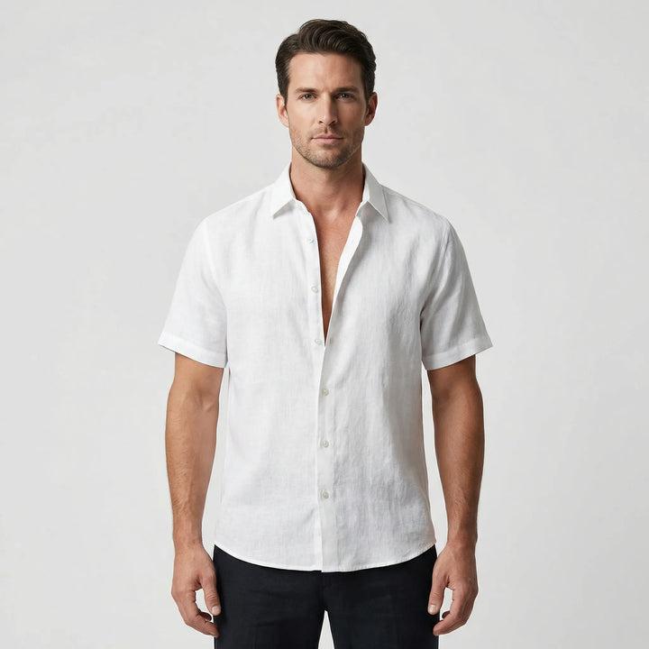 Men's 'Micheal' breezy short sleeve button-down shirt. Lightweight, relaxed fit, ideal casual summer fashion.