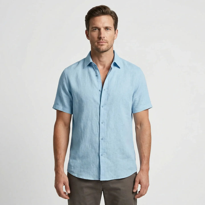 Comfortable men's breezy short sleeve button-down. Versatile relaxed fit for casual & vacation wear.