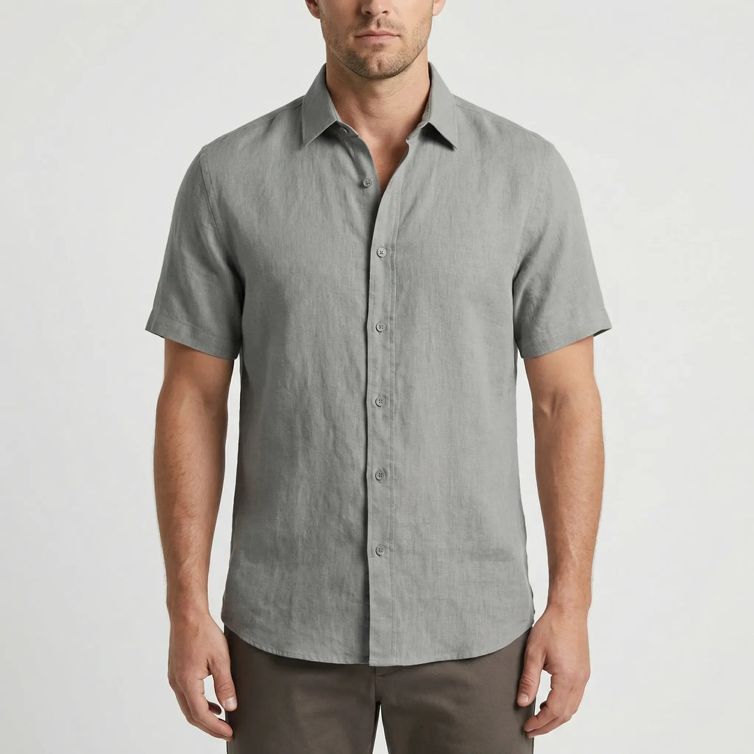 Men's fashion: Lightweight short sleeve button-down shirt. Breezy & relaxed fit for stylish summer outfits.