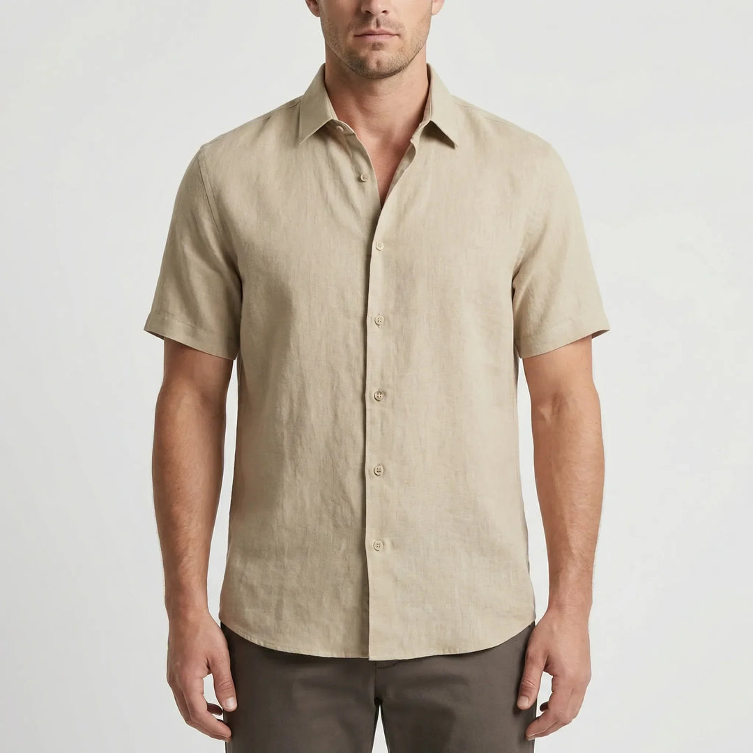 Men's casual button-down short sleeve shirt. Breezy, lightweight, and relaxed for effortless summer style.