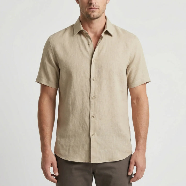 Men's casual button-down short sleeve shirt. Breezy, lightweight, and relaxed for effortless summer style.