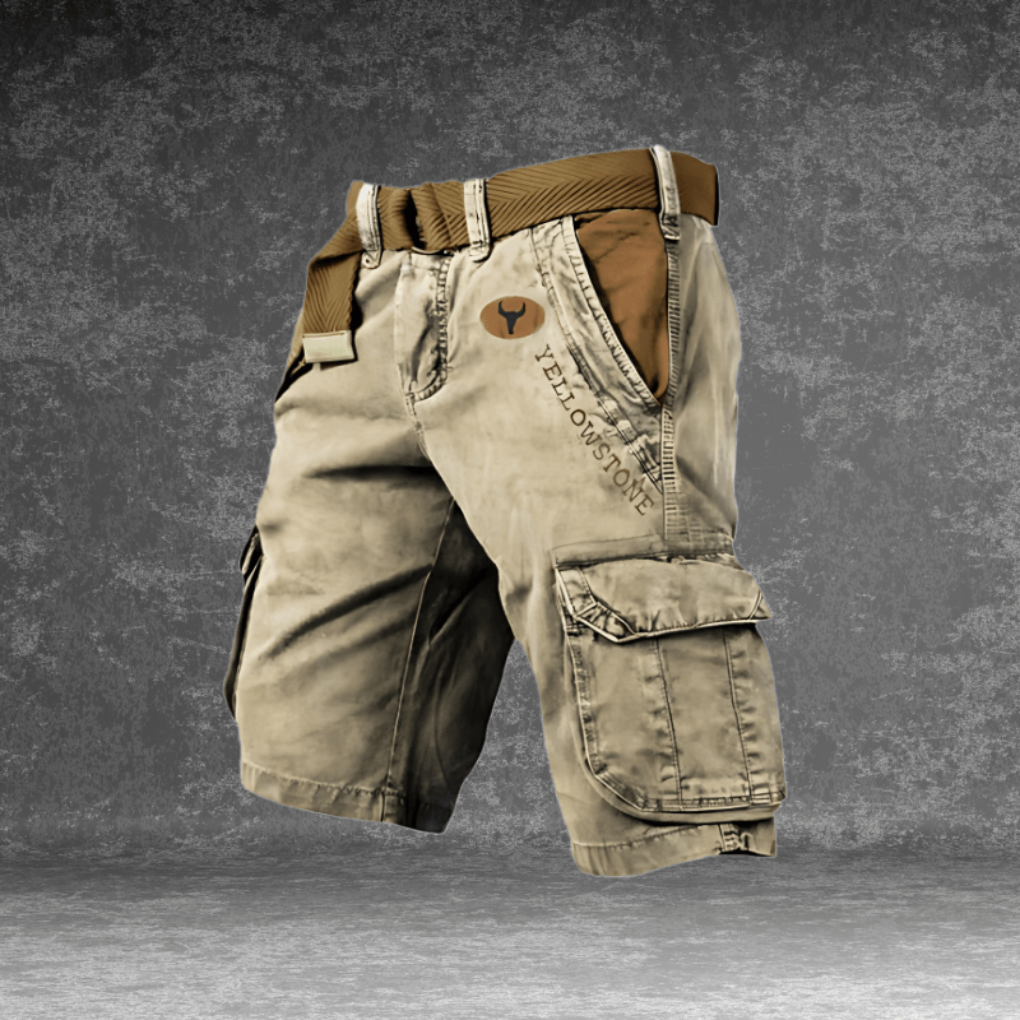 Olive green men's cargo shorts, perfect for outdoor activities & everyday casual wear.