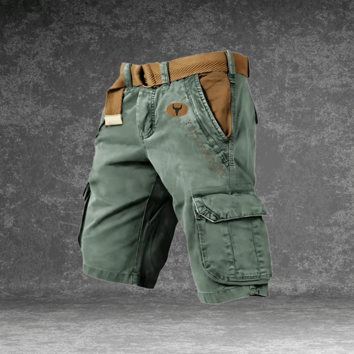 Durable men's utility cargo shorts, designed for comfortable everyday wear with multiple spacious pockets.