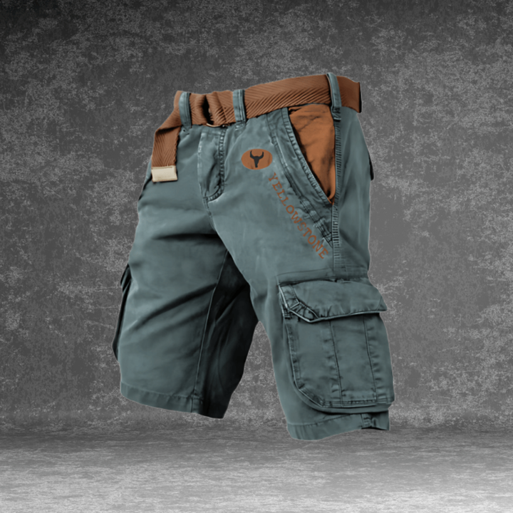 Stylish men's multi-pocket cargo shorts, ideal for casual fashion & functional utility.