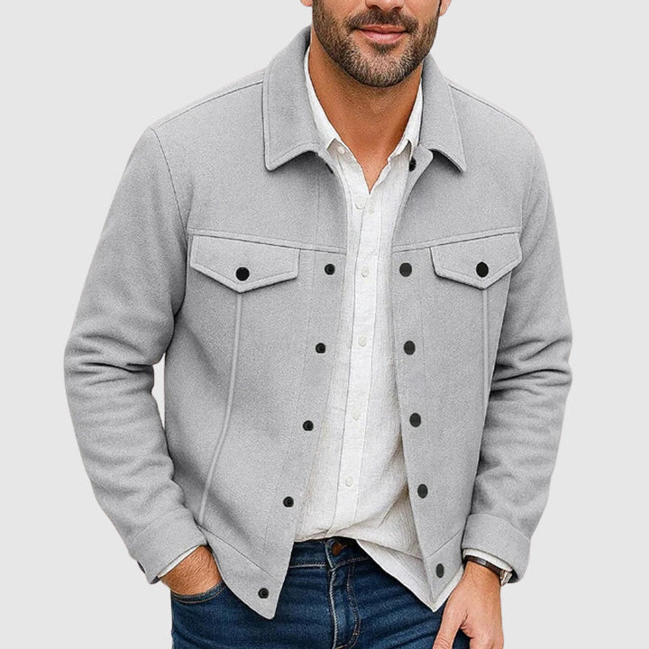 Comfortable men's shirt jacket with button-down front. Perfect casual outerwear & layering for a modern men's look.