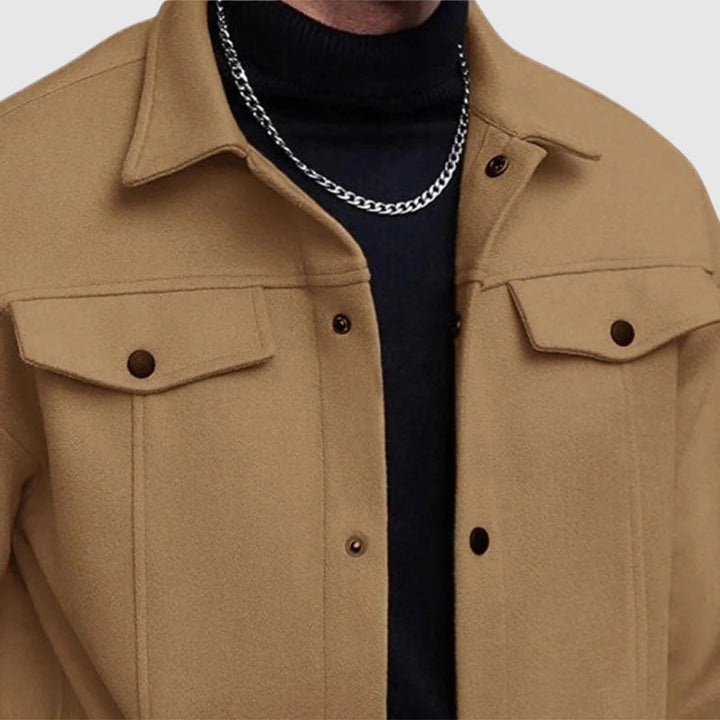 Men's button-down shirt jacket. Casual & stylish outerwear, perfect as a versatile layering piece for fall and spring.