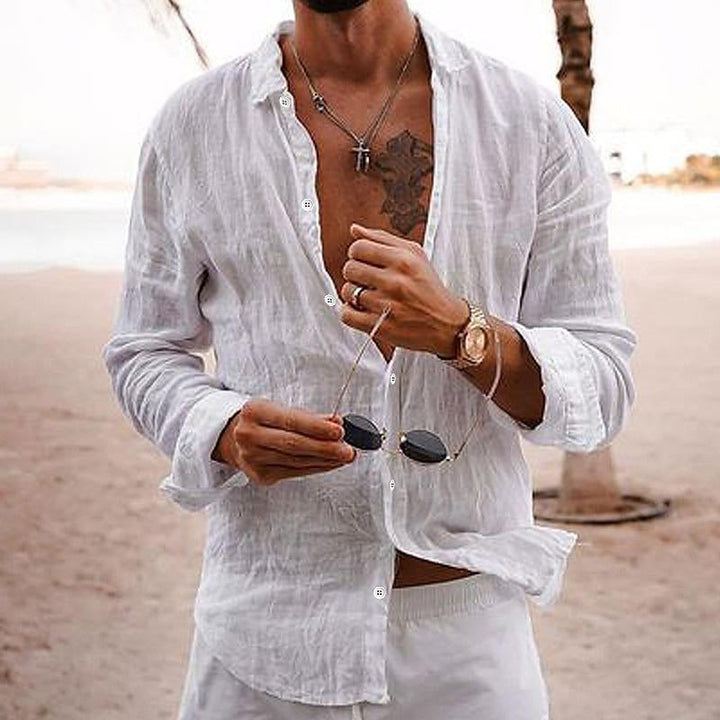 Lightweight & breathable men's relaxed fit summer shirt, button-up style for comfortable smart casual looks.
