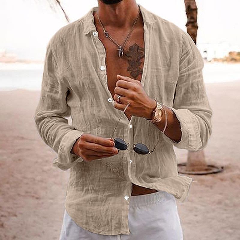 Enjoy summer comfort with this men's relaxed fit casual button-up shirt, lightweight and breathable for hot days.