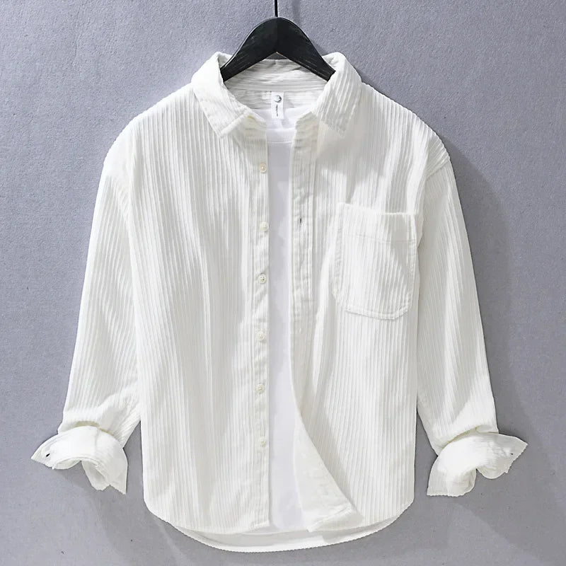 High-quality men's corduroy long sleeve shirt, designed for lasting comfort and casual style