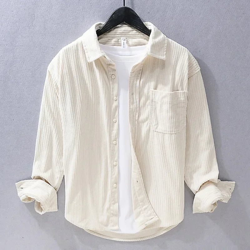 Everyday men's casual corduroy button-down shirt, perfect for layering or standalone wear