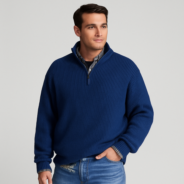 Men's casual half-zip pullover sweater in a solid color, perfect for spring layering and everyday wear.