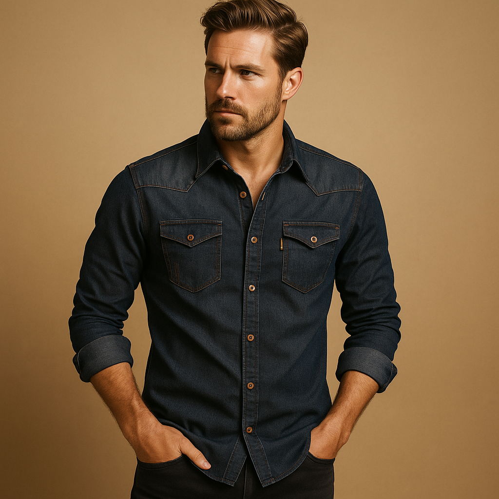 Stylish men's button-down long sleeve shirt, a versatile choice for casual fashion and everyday comfort.