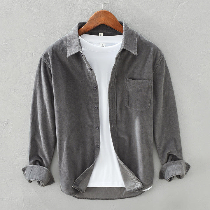 Men's casual long sleeve button-up shirt with a classic collar, perfect for everyday style.