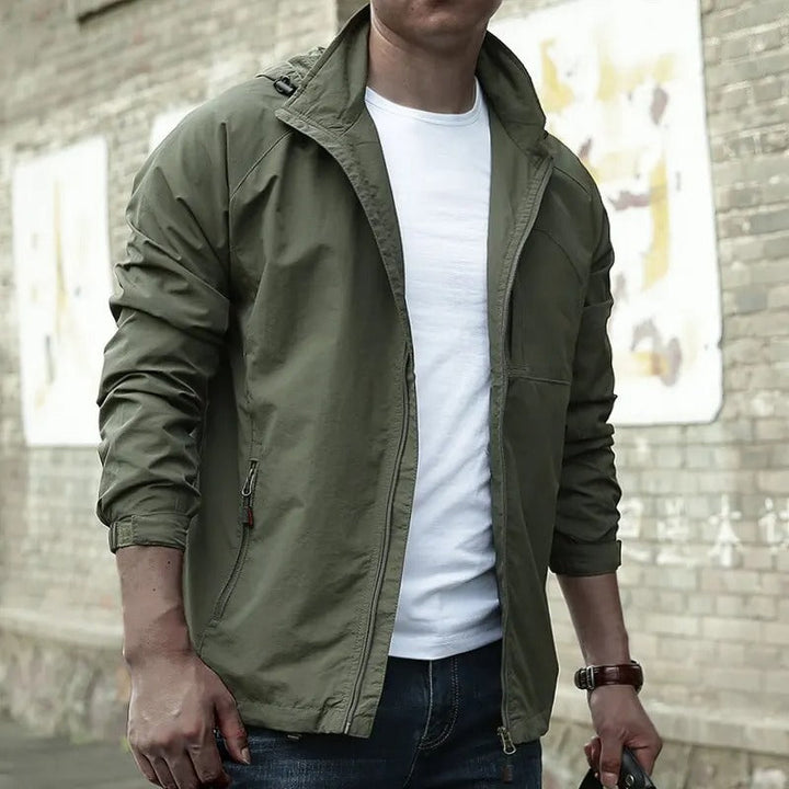 Urban style men's long sleeve jacket, featuring a modern design for casual outings