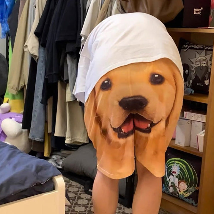 Seamless pattern of retriever dogs on men's beach shorts, ideal quick-dry summer activewear