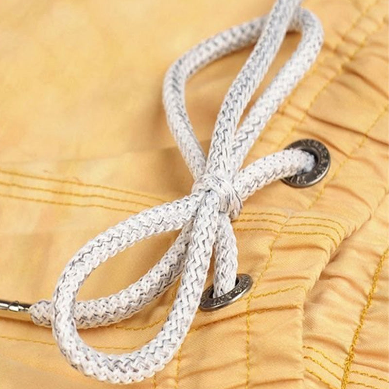 Back view of men's casual shorts with retriever dog print, designed for active summer days