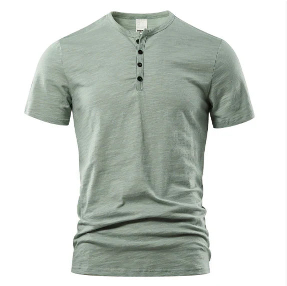 Effortlessly stylish men's casual Henley T-shirt, great for everyday wear, with a comfortable relaxed fit.