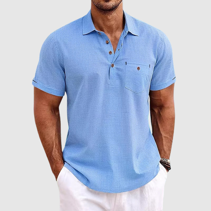 Men's casual short-sleeve polo shirt for summer comfort. Relaxed fit, perfect for warm weather.