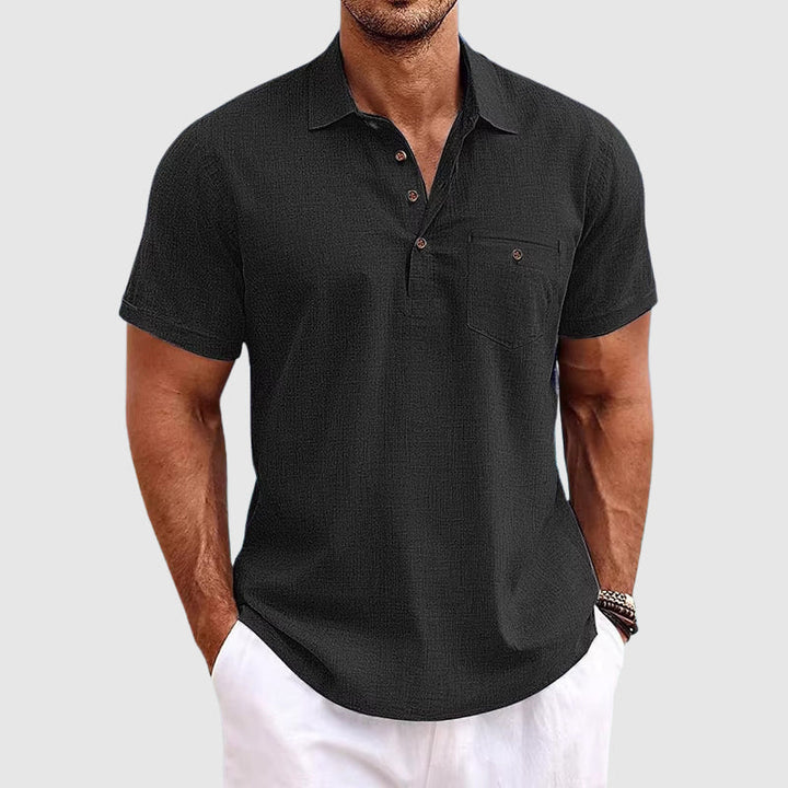 Relaxed fit men's short-sleeve polo shirt. Ideal casual summer top for everyday wear and comfort.