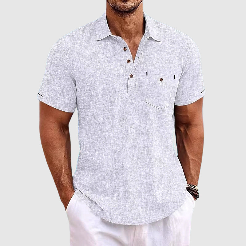 Classic men's short-sleeve polo for summer. Versatile casual shirt, great for beachwear & warm weather fashion.