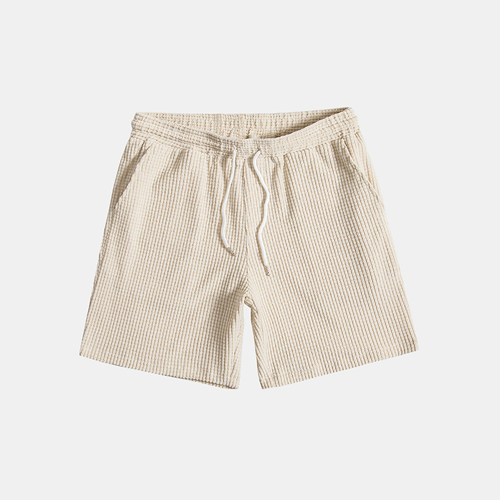 Lightweight men's casual short sleeve shirt & matching drawstring shorts. Summer fashion two-piece outfit.