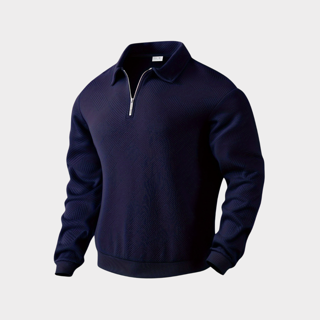 Stylish men's half-zip pullover with a unique textured design, perfect for casual wear