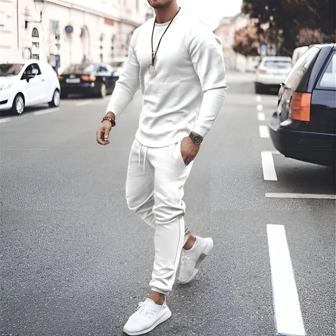 Comfortable men's jogger set, a versatile two-piece tracksuit perfect for casual wear and active lifestyles.